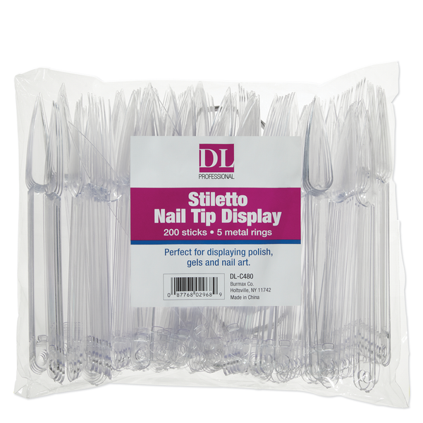 Stiletto Nail Tip Display - 200 Sticks & 5 Rings