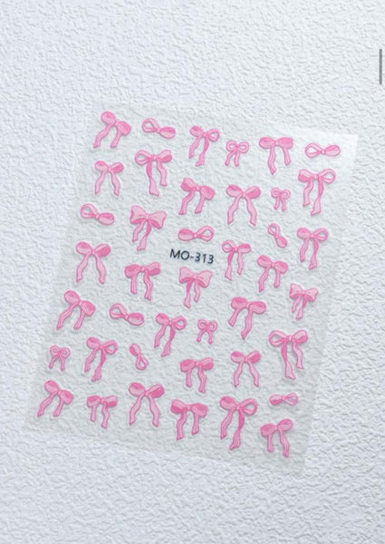 3D Pink Bow Stickers - MO-313