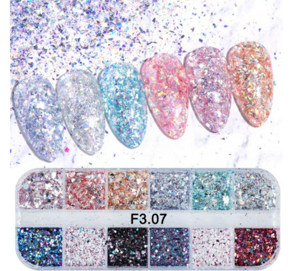 Nail Glitter - 12 Colors Styles (F3-07)