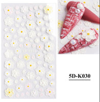 3D White & Pastel Flower Stickers - 5D-K030