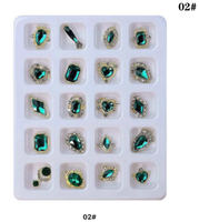 Rhinestone Set Green - 20pc Mix Shapes