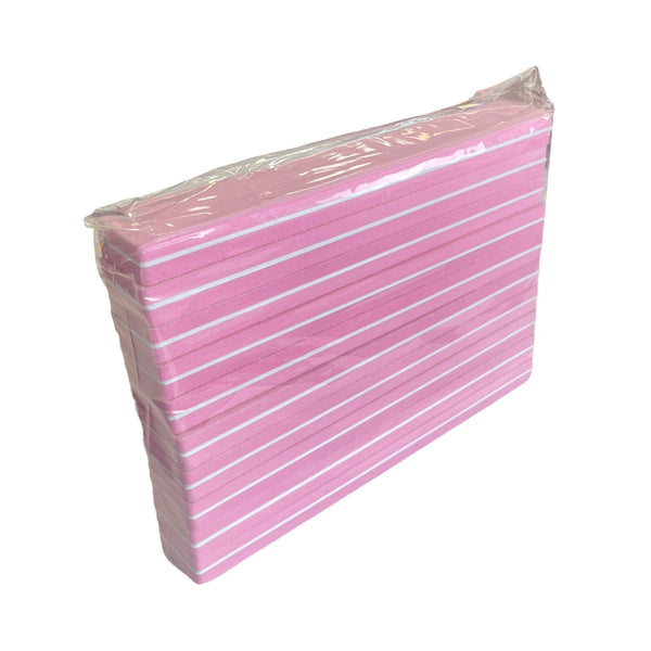 *Square Sponge Pink File 100/180  - (Pack 10)