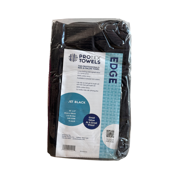 *(12pc) Edge Towel 16x27 - Black