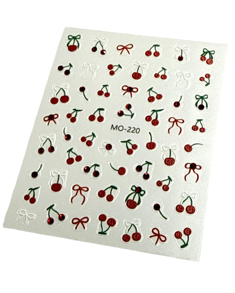 3D Cherry Sticker w/ Rhinestone - MO-220