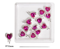 3D Dark Pink Heart Dripping Silver - 12pc