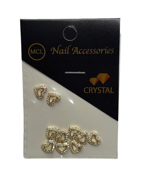 Gold Rim Heart w\ AB Rhinestone - 10pc