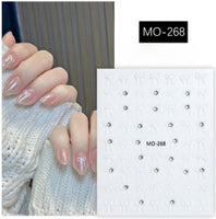 White String Bow Sticker w/ Rhinestone - MO-268