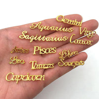 Zodiac Name & Sign Charm - Gold 24pc