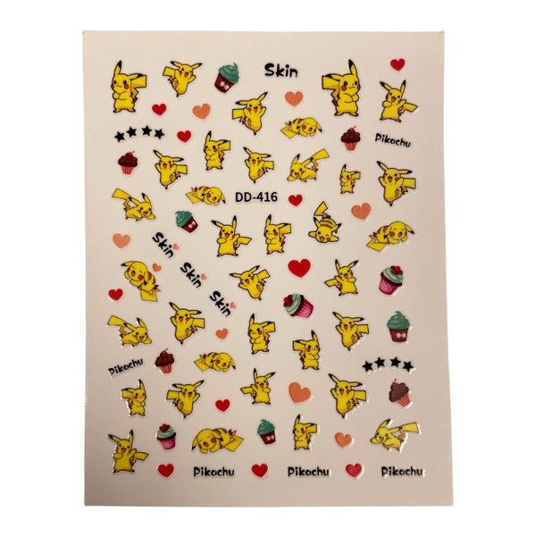 Nail Sticker - DD-416 Pikachu, Cupcake, Heart