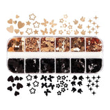 Sequin Gold & Black - Mix Shape 12pc